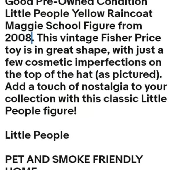 Fisher Price Little People Raincoat Maggie Plastic Action Figure Toy - Picture 3 of 10